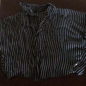 Navy blue button down cropped top